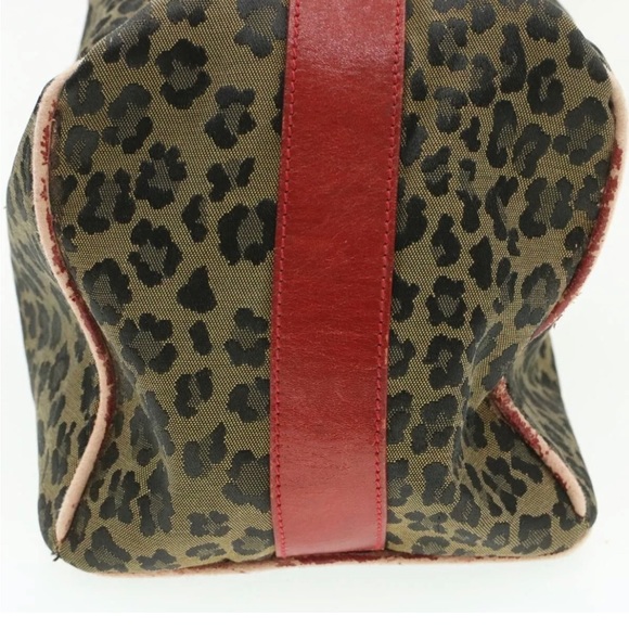 Auth FENDI Leopard Canvas Vanity Pouch Brown Red - Picture 4 of 12